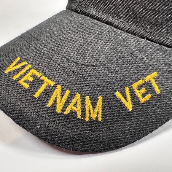 Vietnam Veteran Black Cap Hat Ribbons Metal 1960- Emblem Embroidered NEW w/ Tag - Picture 5 of 14